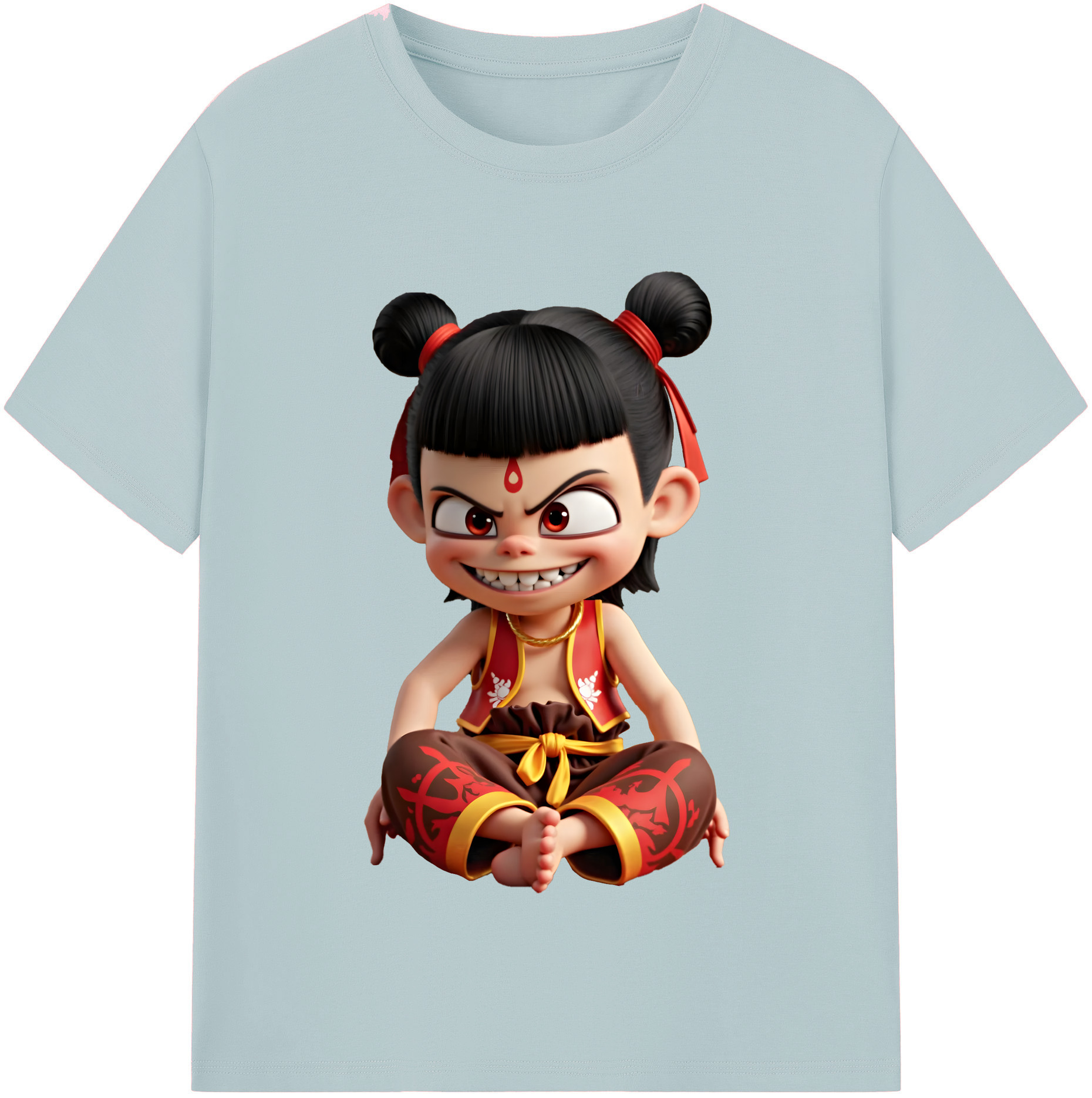 （画像用） Ne Zha 2 ナタ 魔童の大暴れ 綿100％半袖Tシャツ（フロントプリント）